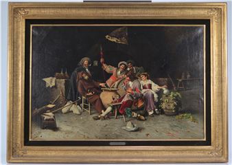 Francesco TITO (1863-1934) pair of oil on canvas "The musketeers' meal - Francesco Tito