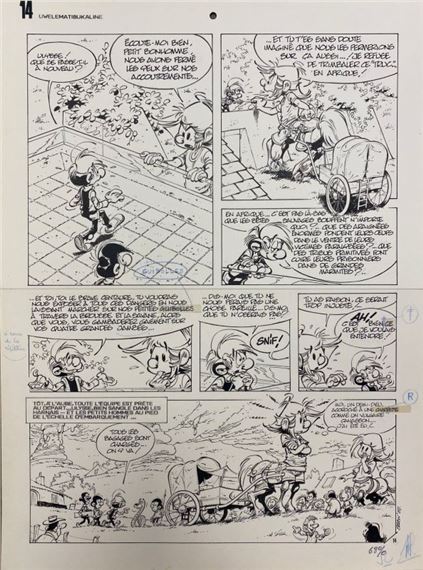 Seron (Pierre Seron ) (1942 -2017) Original Indian ink drawing on paper from the series "Les petits Hommes" Album "Le Volcan d'or" dating from 1988. by Pierre Seron, 1988