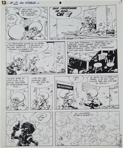 Seron (Pierre Seron ) (1942 -2017) Original Indian ink drawing on paper from the series "Les petits Hommes" Album "le triangle du Diable" dating from 1979. by Pierre Seron, 1979