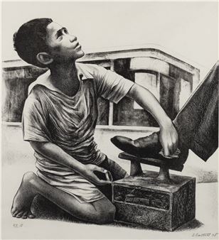 Elizabeth Catlett | Shoe Shine Boy (1958) | MutualArt
