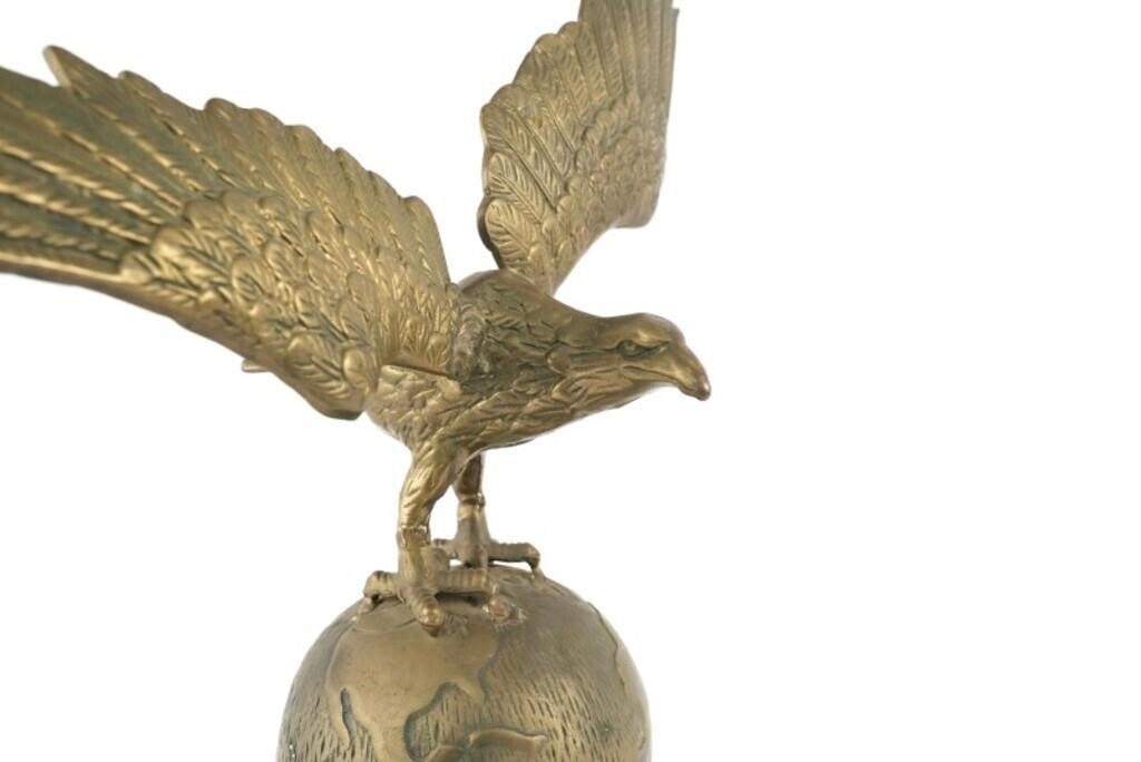 Santa Cruz An Antique Brass Eagle on Globe Finial MutualArt