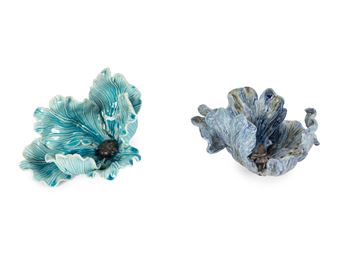 Open Tulip with Turquoise Base (two sculptures) - Matthew Solomon