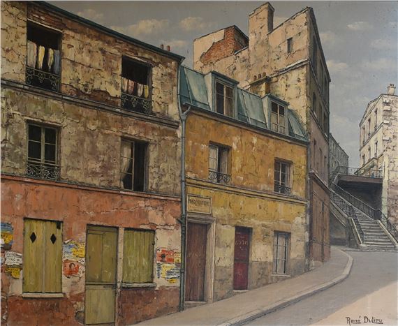 Street scene in a French town by René Dulieu, 1903
