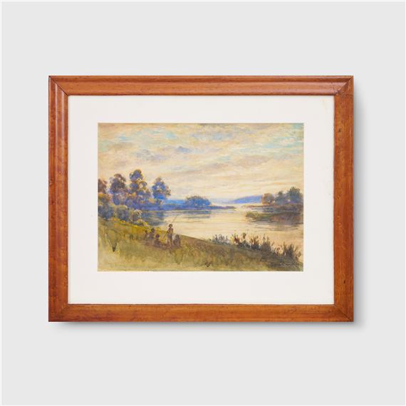 (Camp on the riverbank at dusk) by Francis Quaife