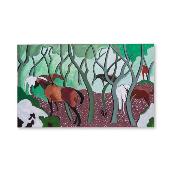 Chevaux dans sous-bois by Jacques Chalom des Cordes