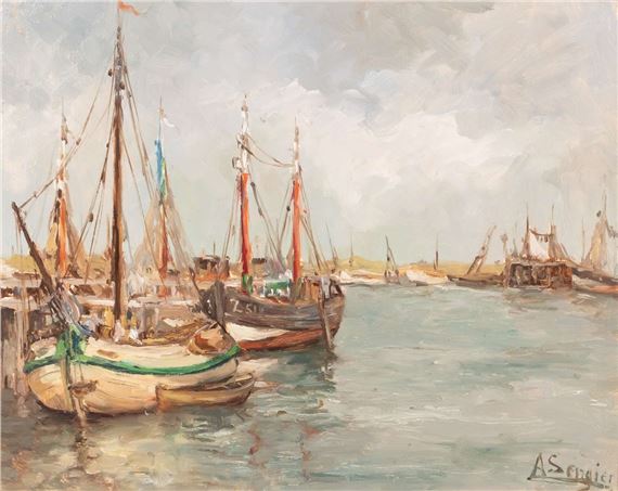 Achille Sengier | Boten in de haven | MutualArt