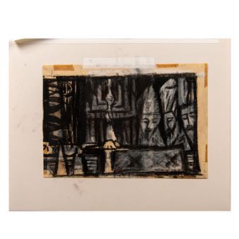 Depicting an abstracted scene of religious figures with a candelabra - Robert M. Gatrell