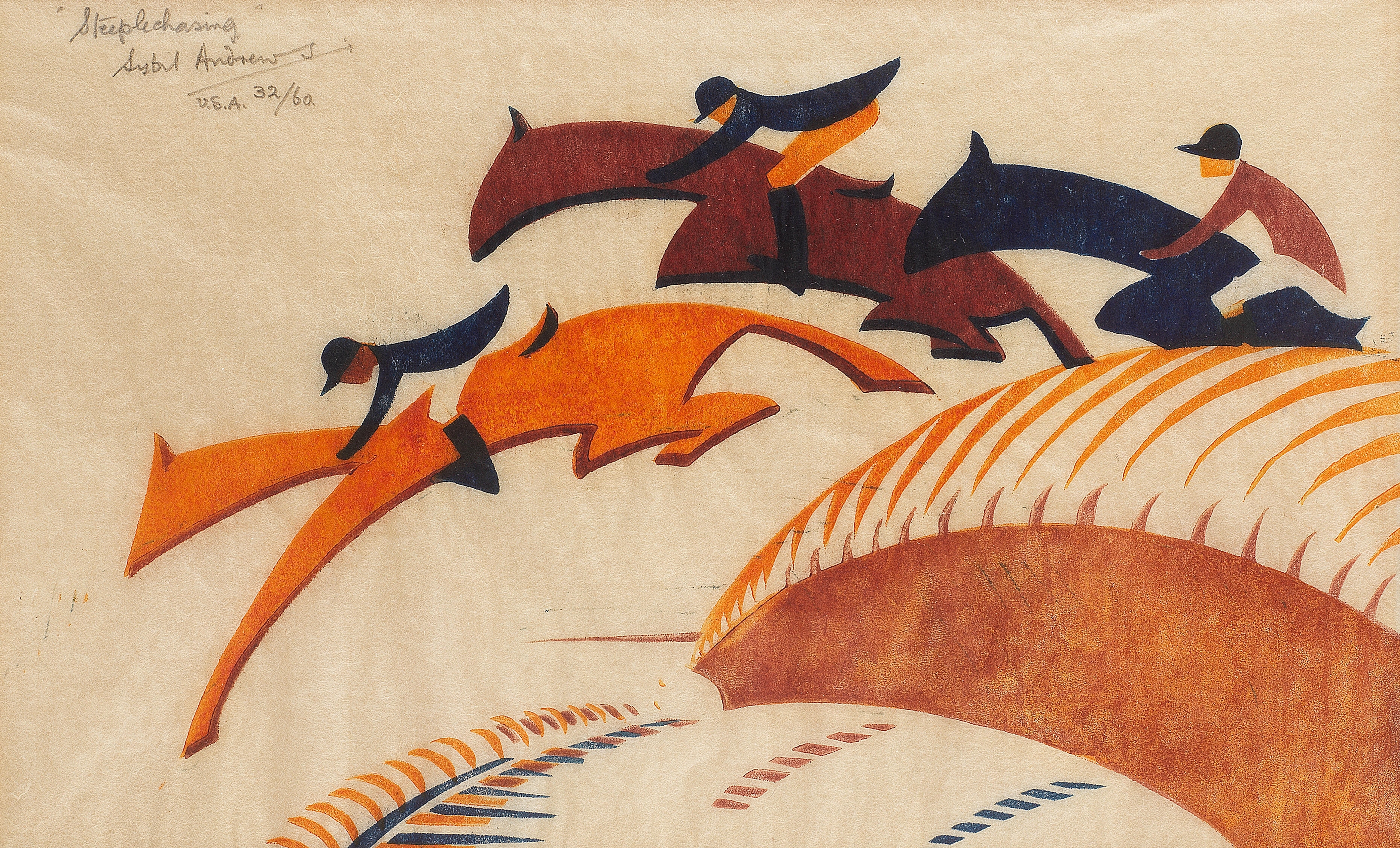 Sybil Andrews | Steeplechasing (1930) | MutualArt