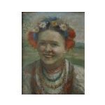 Dziewczyna w wianku z polnych kwiatów by Salomon Meisner