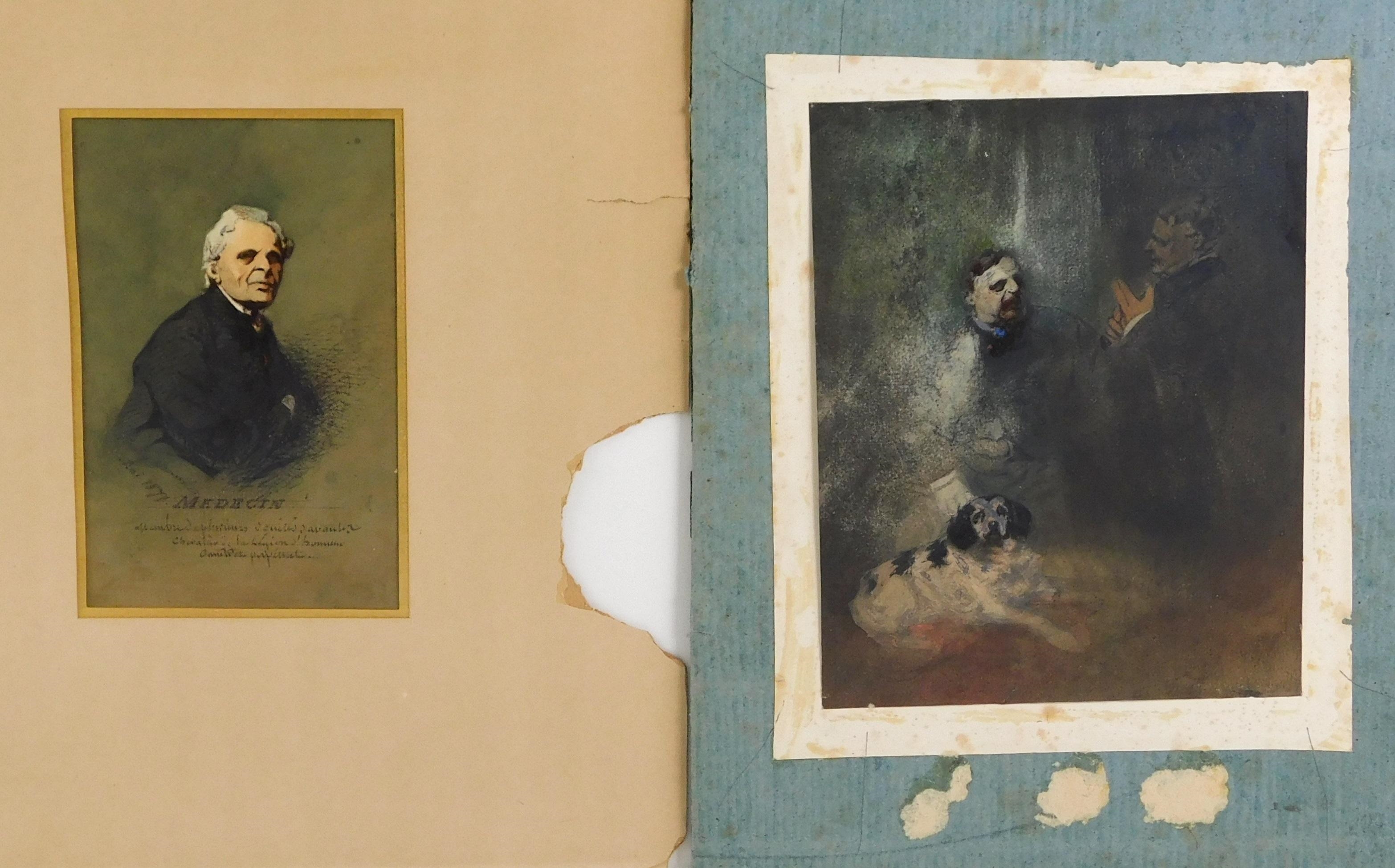 Artwork by Henry Monnier, lot of four watercolors, Made of Watercolors