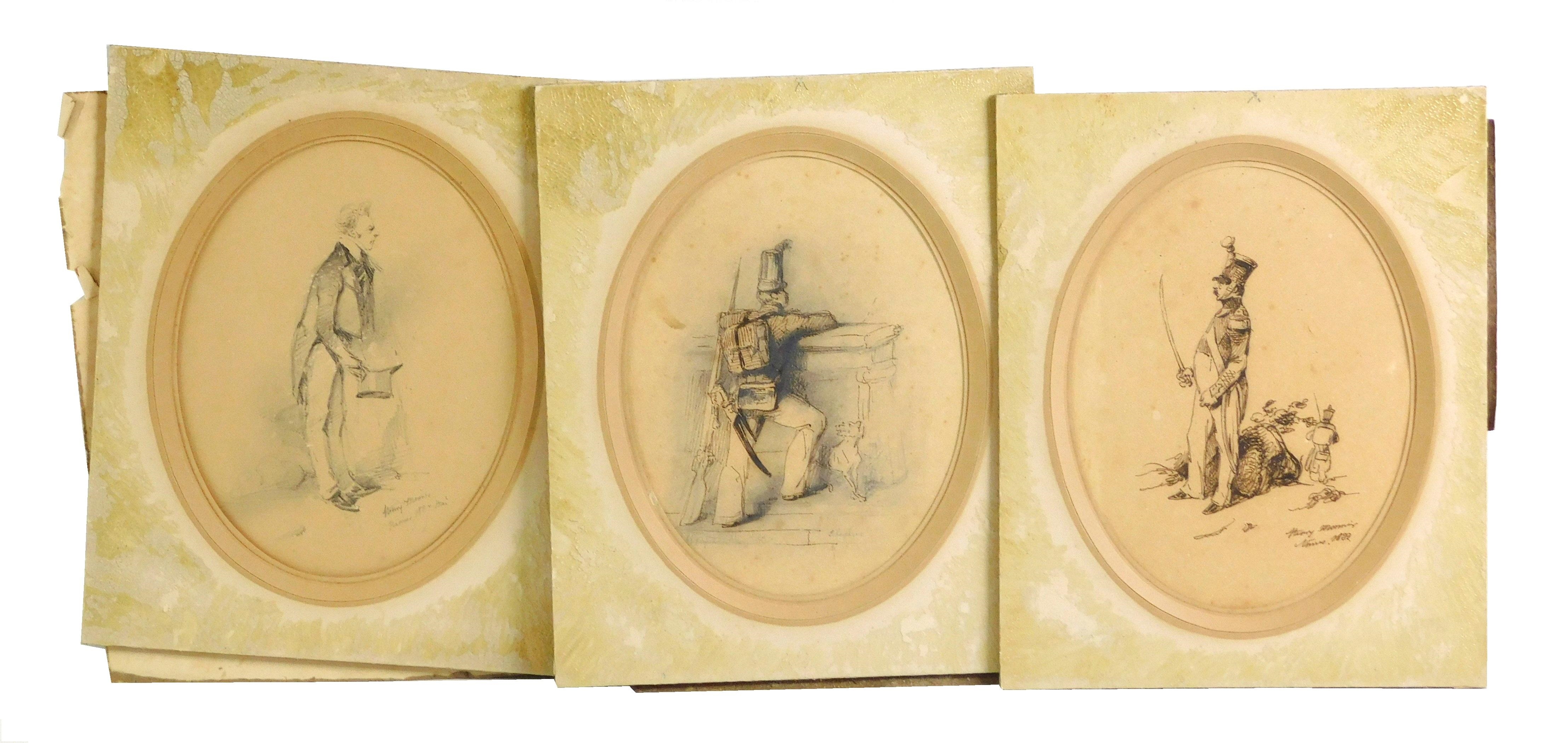 Artwork by Henry Monnier, three sketches of men, Made of ink on paper