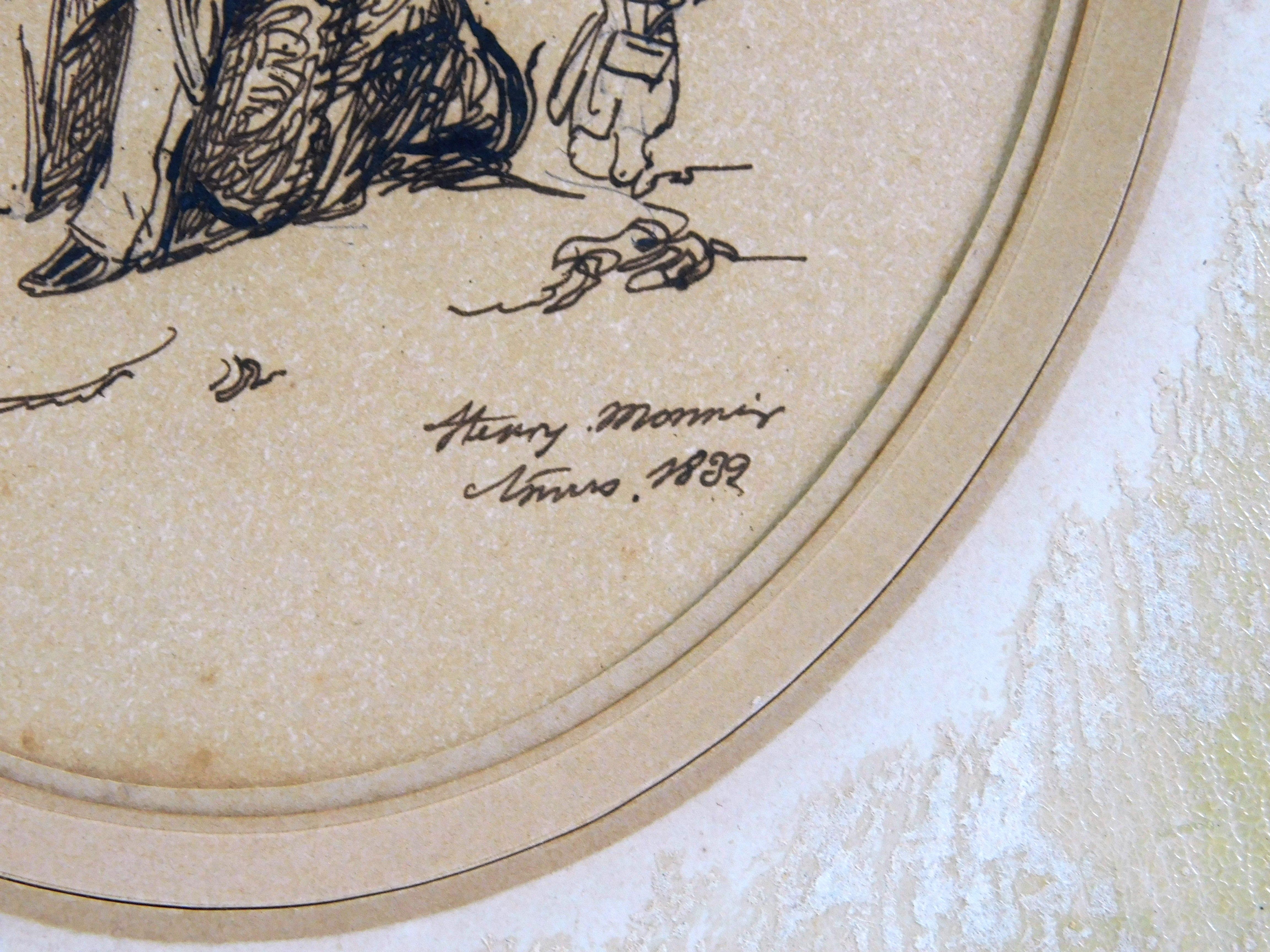 Artwork by Henry Monnier, three sketches of men, Made of ink on paper