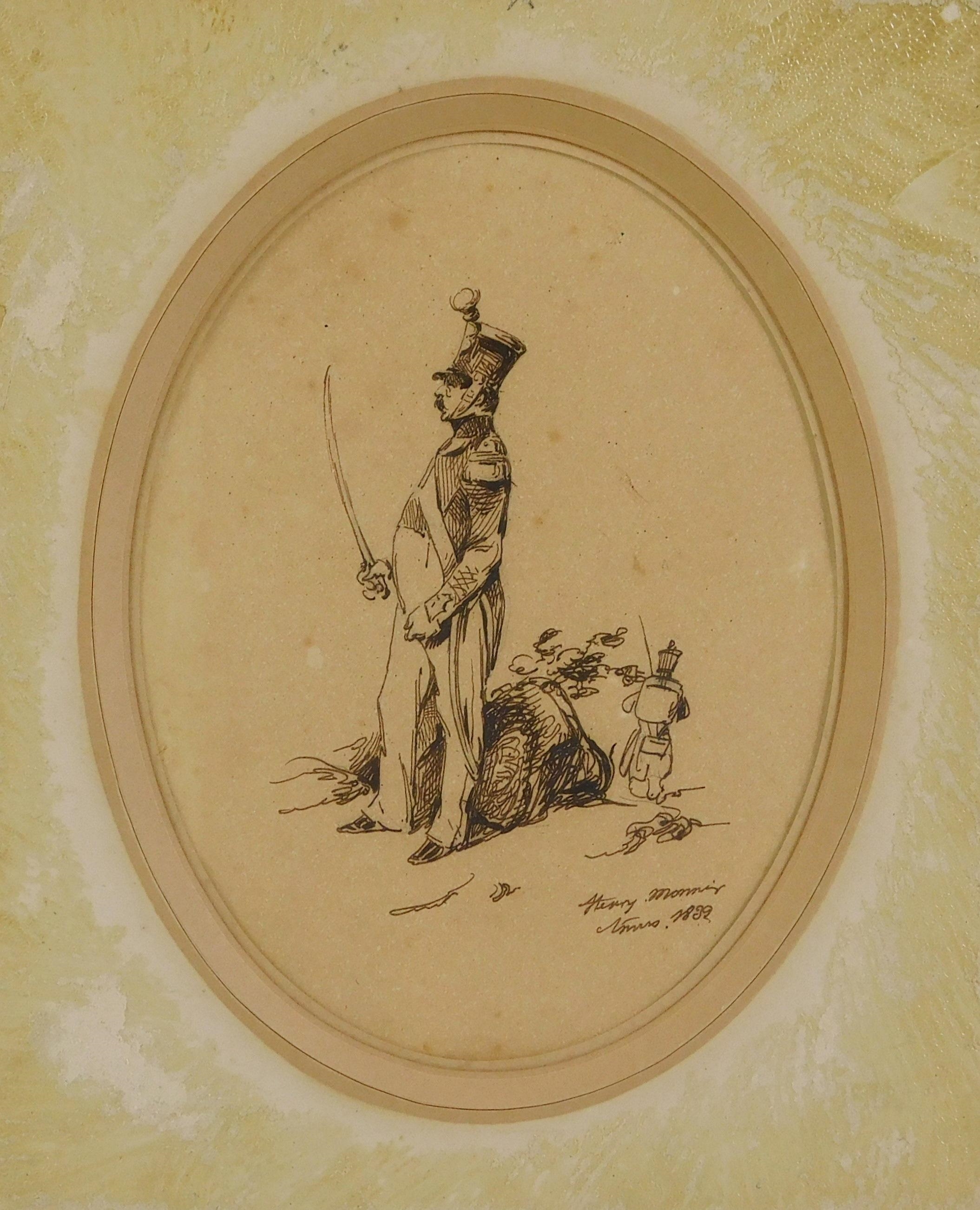 Artwork by Henry Monnier, three sketches of men, Made of ink on paper