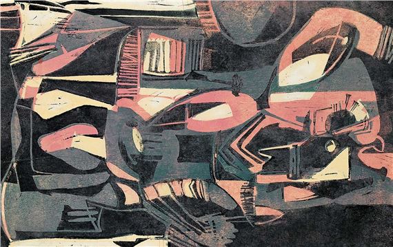 Untitled - Pink and Black Abstract by Les Graff