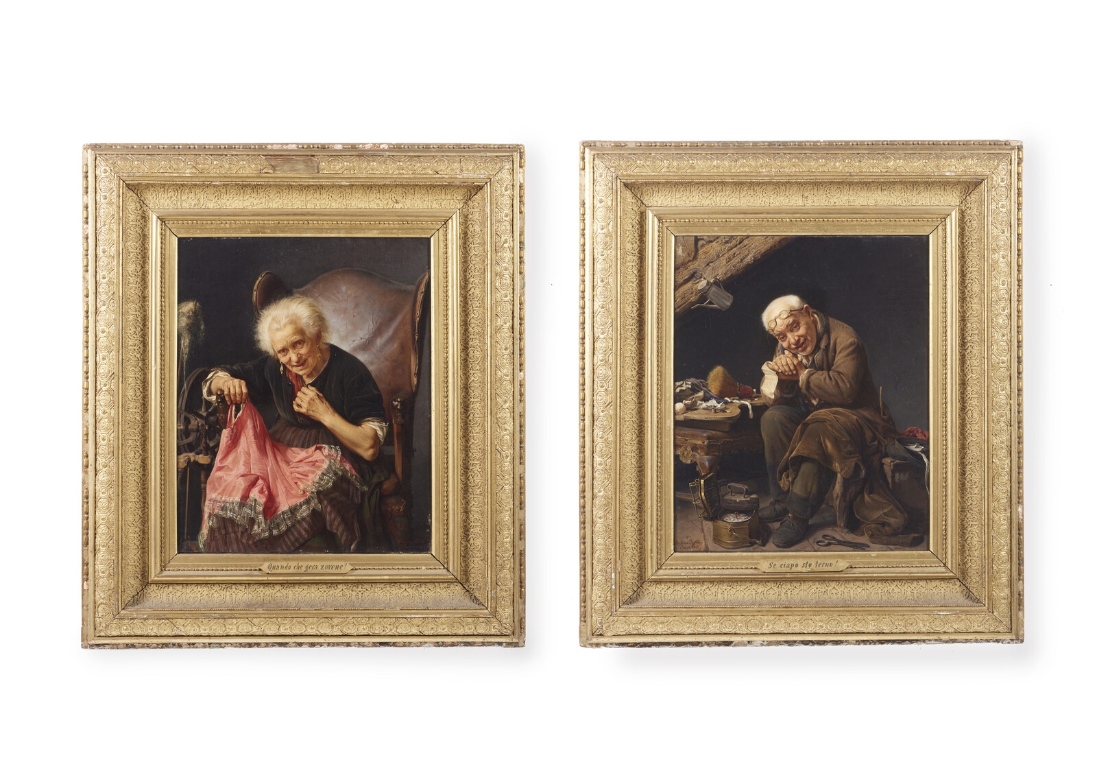 Antonio Rotta | Pair of paintings depicting portrait of an old man and ...