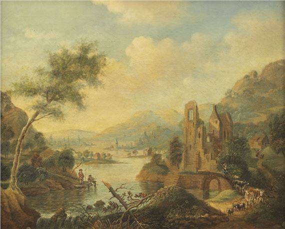 Christian Georg Schütz I | RIVER LANDSCAPE WITH GOTHIC RUINS | MutualArt