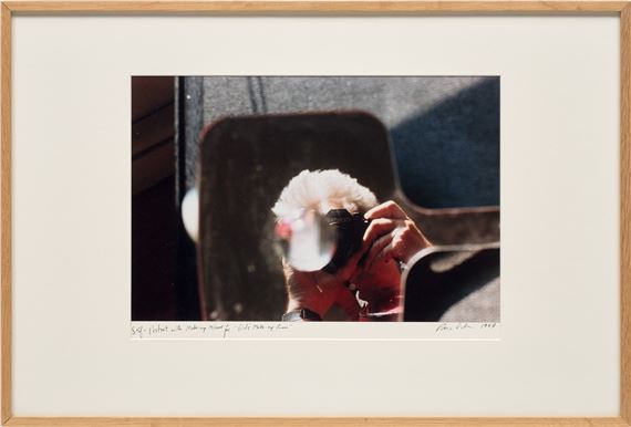 Self Portrait with Make-up Mirror for "Girls' Make-up Room" by Dan Graham, Executed in 1997