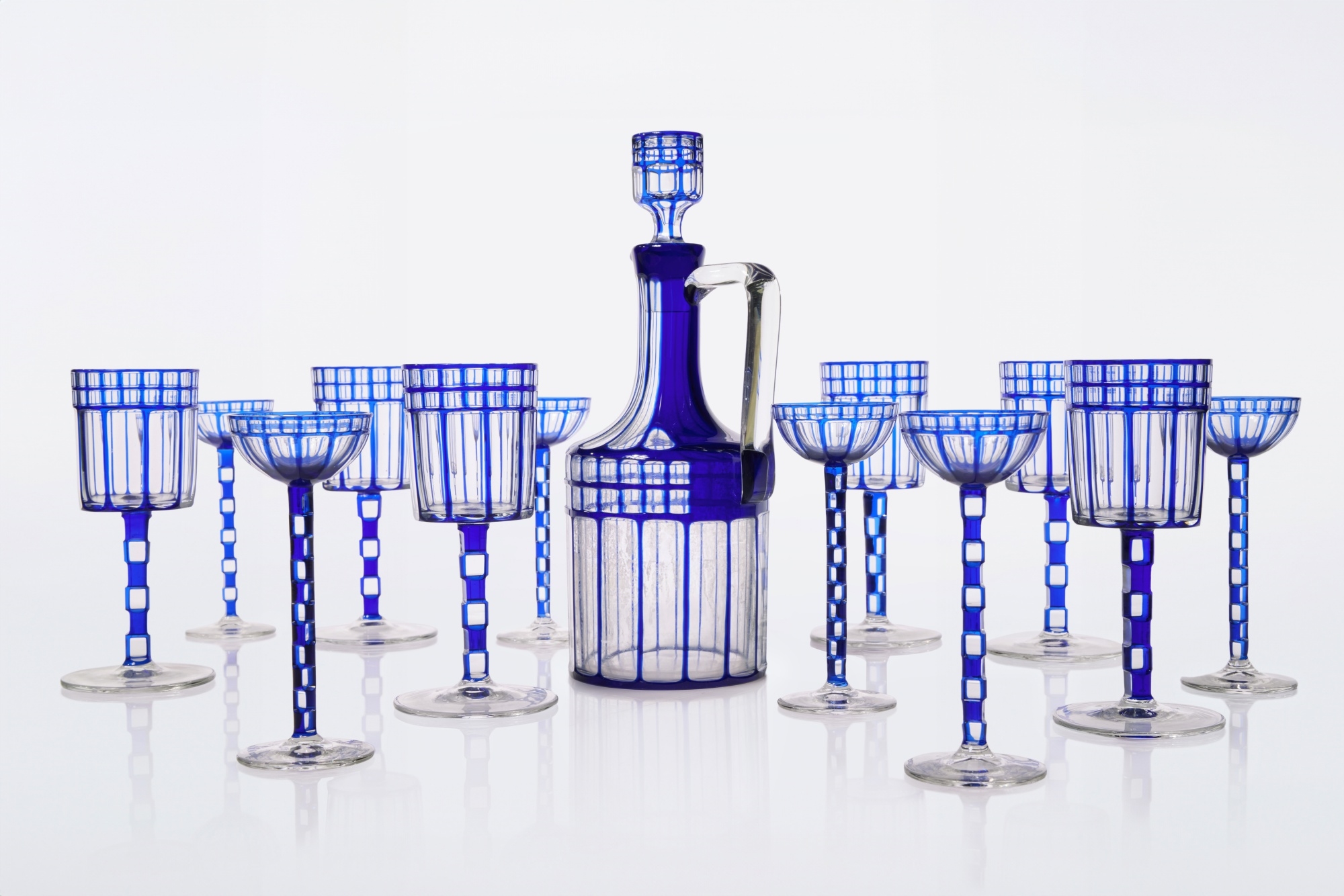 Artwork by Otto Prutscher, Set of Six Wine Glasses, Made of flashed glass