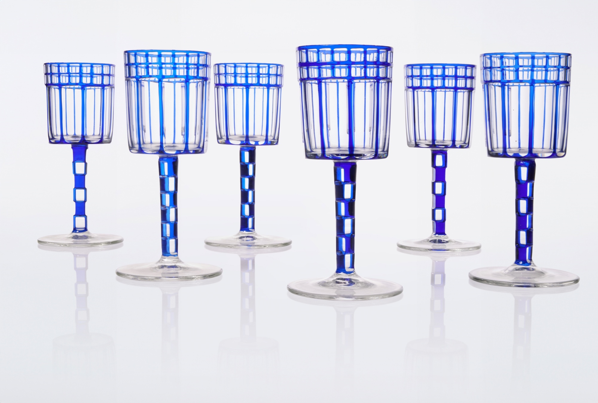 Artwork by Otto Prutscher, Set of Six Wine Glasses, Made of flashed glass