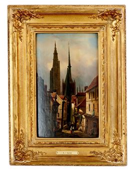 Gotische Kirchtürme in der Dämmerung - A. J. Garnier,