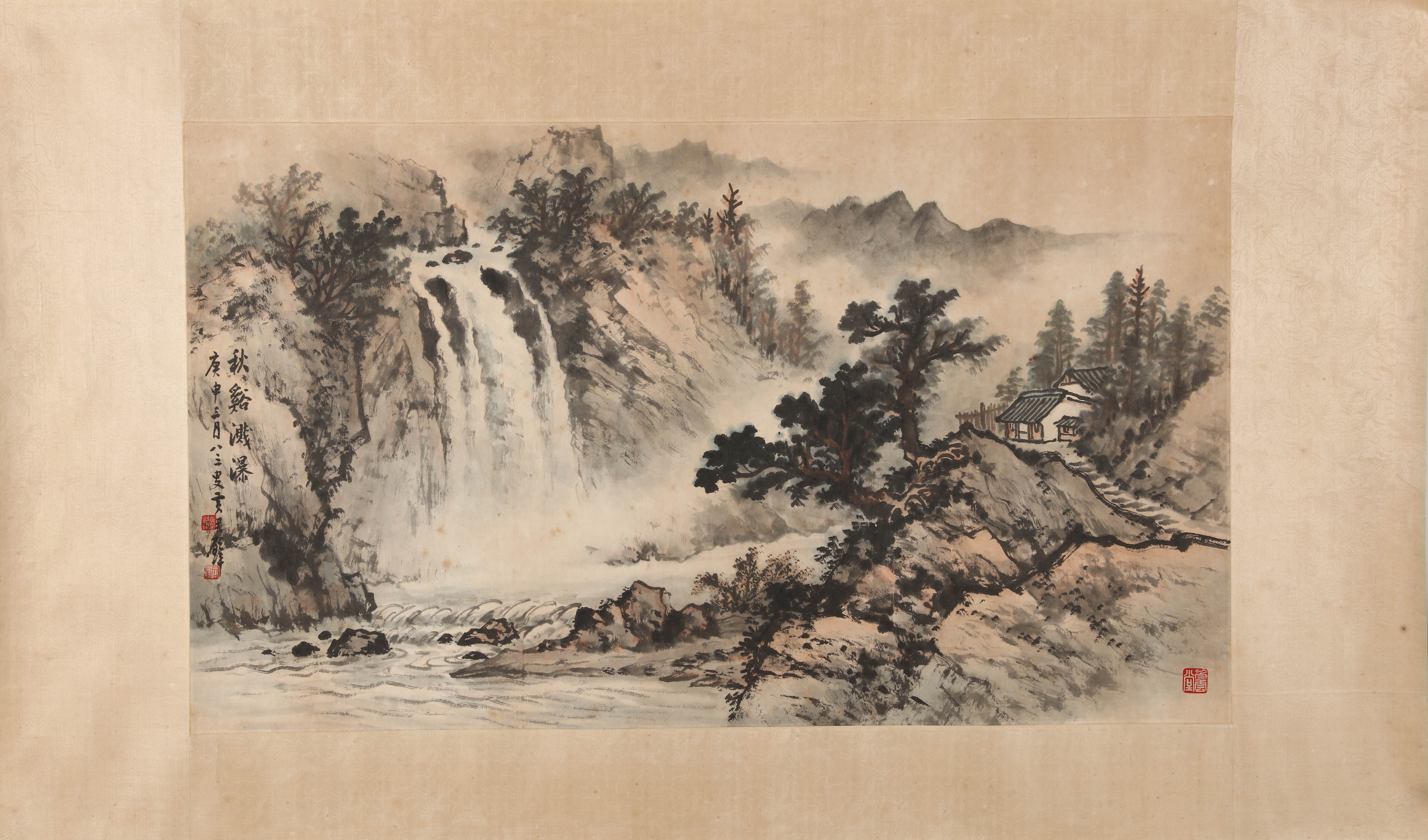 Artwork by Huang Junbi, WATERFALL IN AUTUMN MOUNTAIN, Made of ink and color on paper