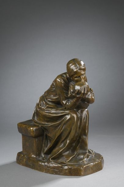 Artwork by Paul Roger-Bloche, The Child, Made of Brown patina bronze