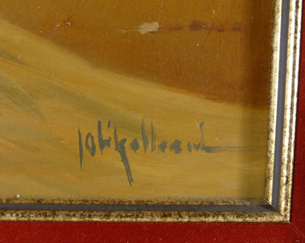 Artwork by Johannes Kollaard, Untitled: Dutch Coastline with Mother, Child and Boats in the Distance, Made of oil on canvas