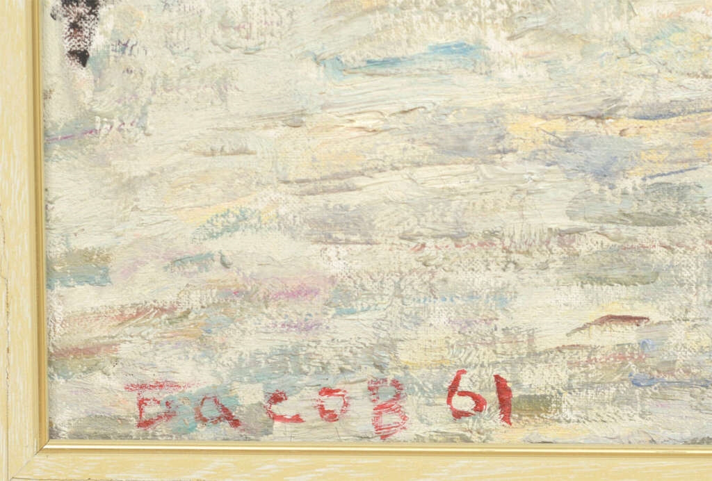 Artwork by Yakov Basov, Landscape. People in the streets, Made of Canvas, oil