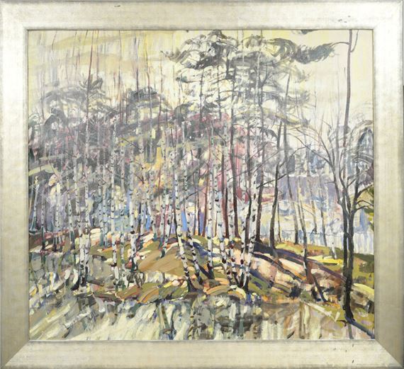 Landscape with birch trees by Jānis Pauļuks, 20th century