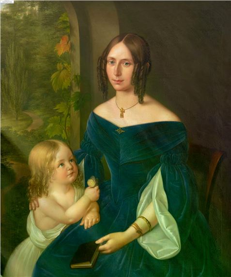 Portrait einer Mutter mit Kind by Philipp Karl Peter‏ Stöhr, 1841