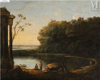 Paysage aux promeneurs et à la colonne - Marcantonio Sardi