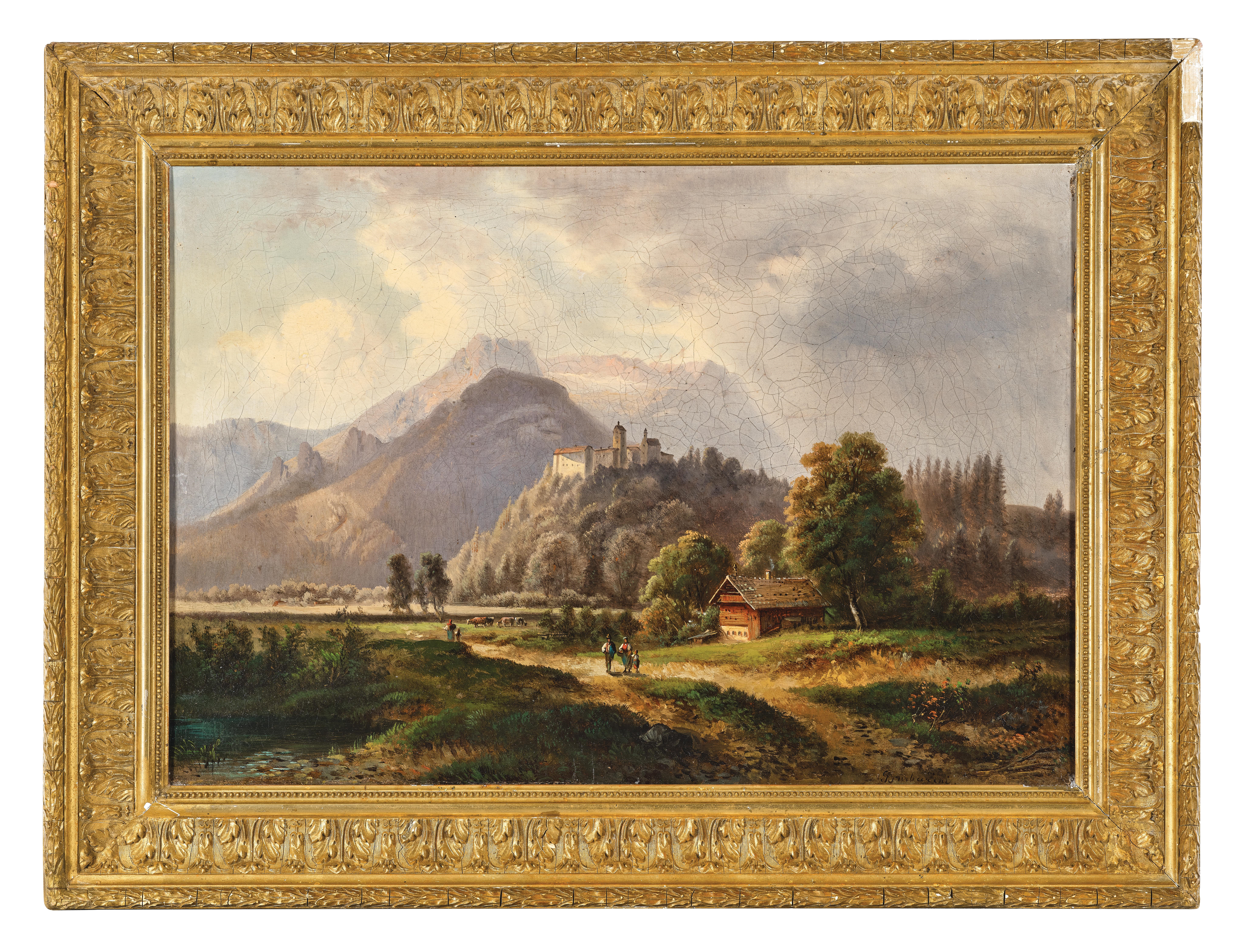 Artwork by Gustav Barbarini, A View of the Glanegg Castle Ruins, Made of oil on canvas