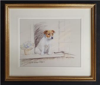 After Gillian Evans. A signed coloured Print of a Terrier lo - Gillian Evans