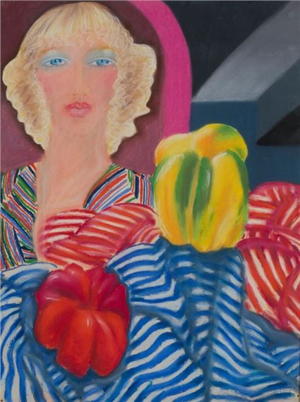 Woman and peppers - Marianne Dock