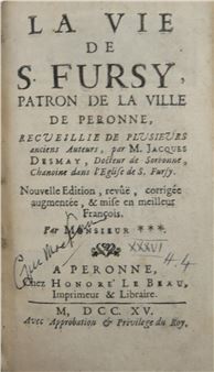 , 12mo Peronne 1715. - Patron Saint