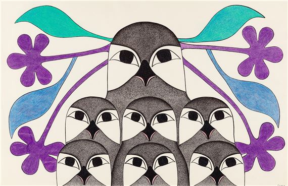 Pyramid of Owls by Kenojuak Ashevak, circa 2003-2004