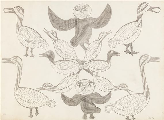 Composition (Two Owls with Birds)