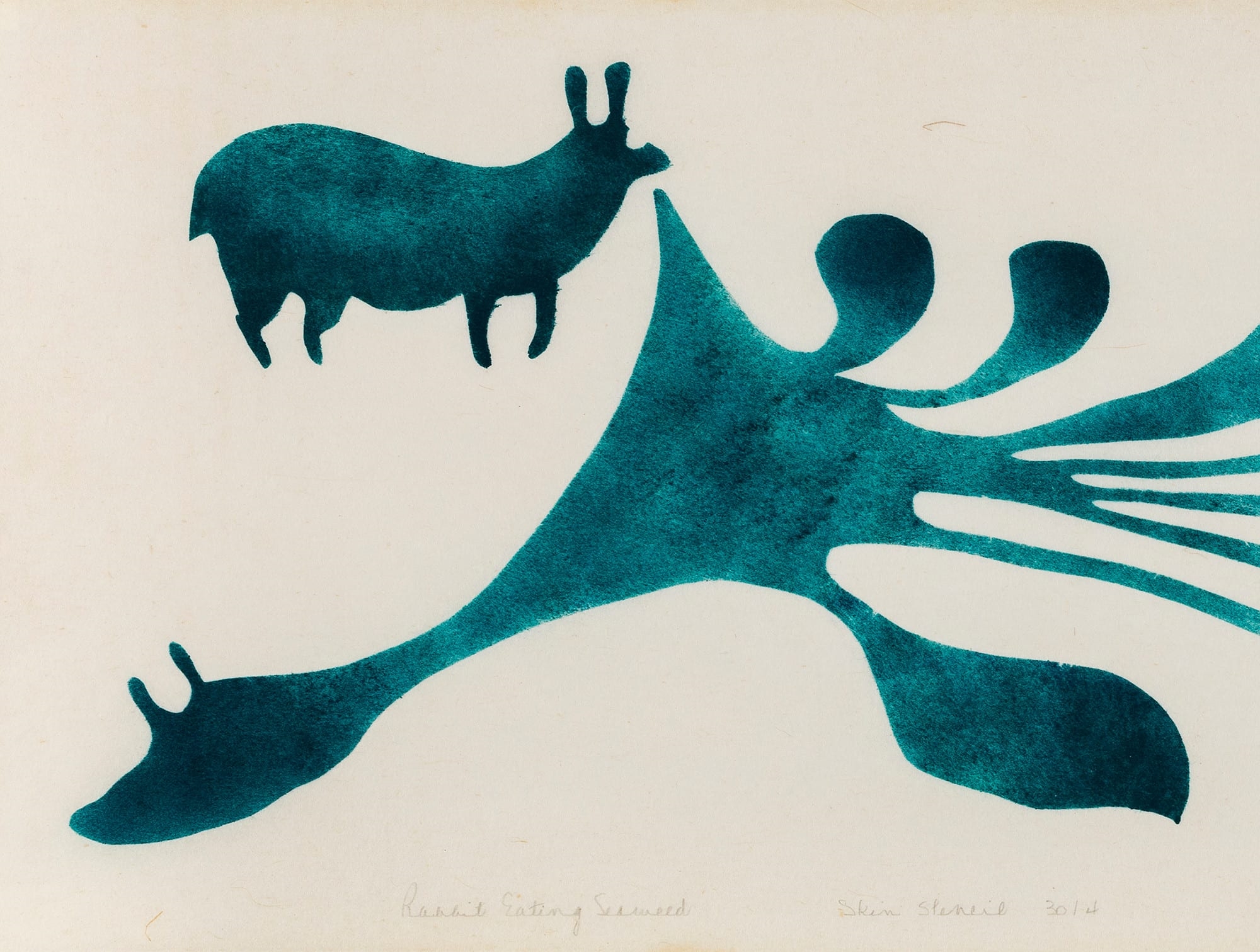 Kenojuak Ashevak Rabbit Eating Seaweed MutualArt