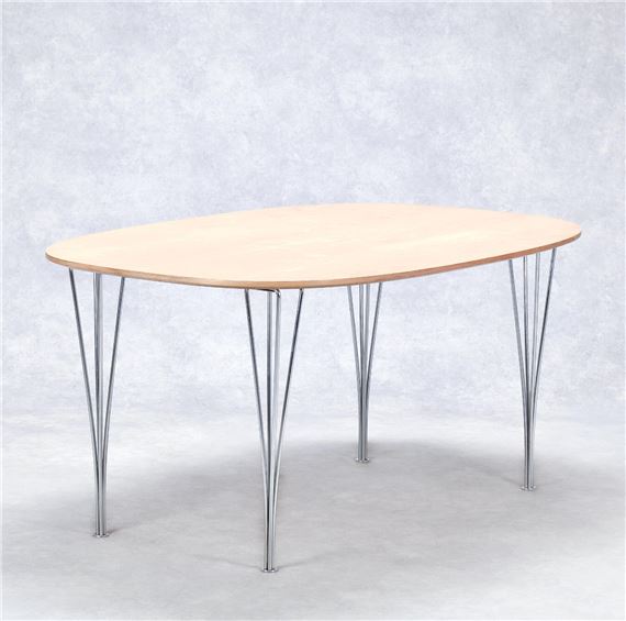 Bruno Mathsson | Table veneered in birch with four chromed legs (1983 ...