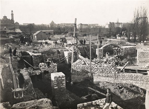 Eiffel Tower under construction by Pierre Petit, 1888/printed slightly later