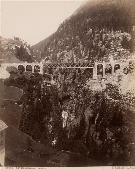 Building of the Gotthardbahn by Giorgio Sommer, Mid-1870s-1880