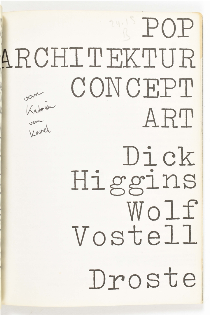 Artwork by Dick Higgins, Dick Higgins and Wolf Vostell, Pop Architektur Concept Art. Düsseldorf, Droste Verlag, 1969, Made of printed photomontage