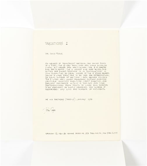 John Cage | John Cage, Variations I, 1958 (1958) | MutualArt