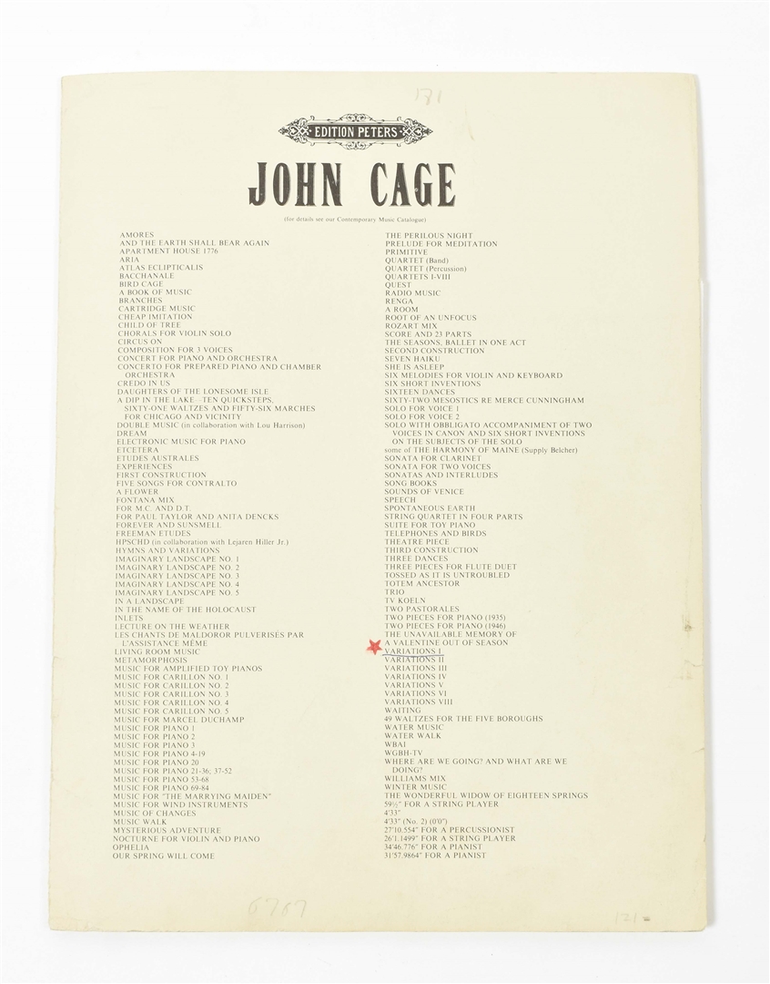 John Cage | John Cage, Variations I, 1958 (1958) | MutualArt