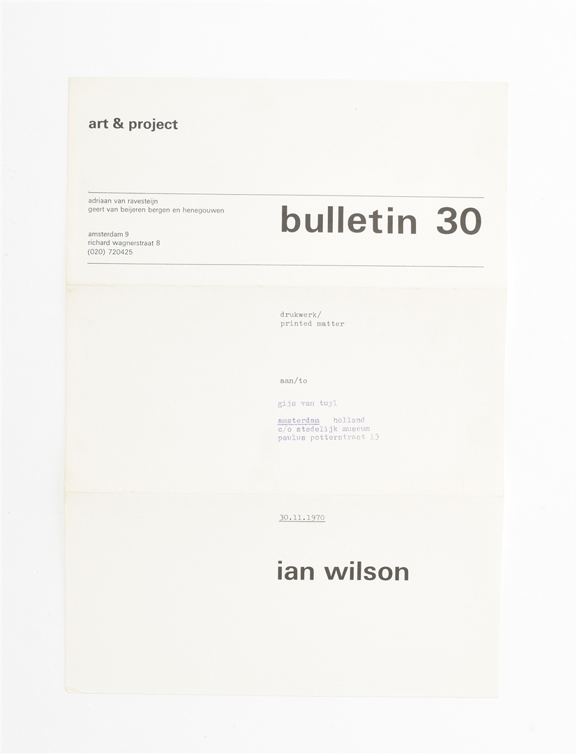 Ian Wilson | Ian Wilson, two Art & Project bulletins | MutualArt