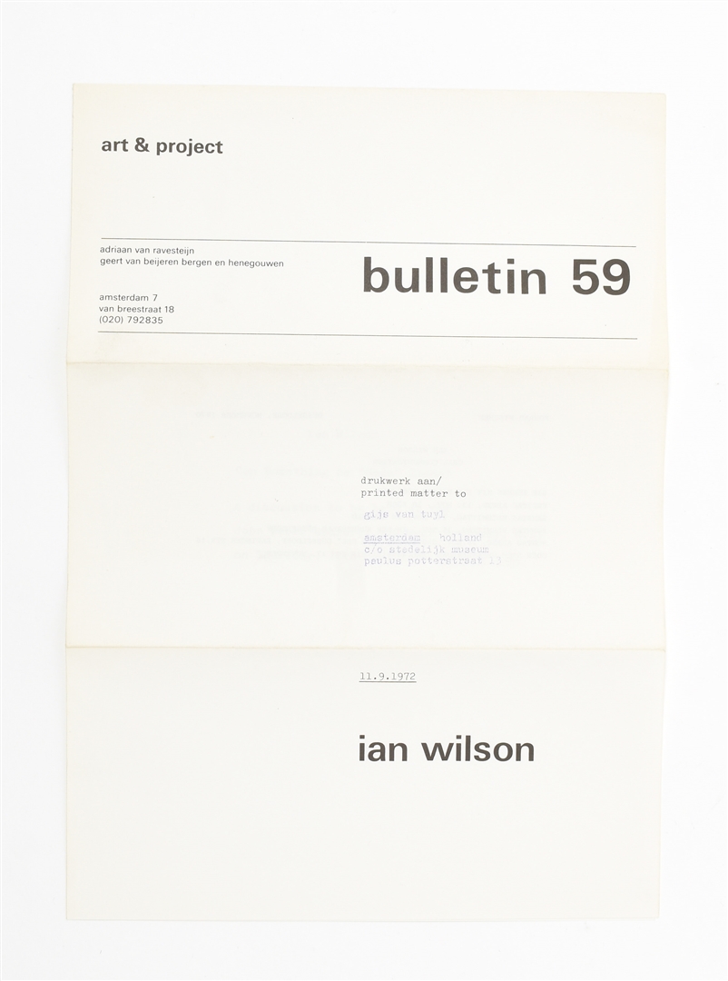 Ian Wilson | Ian Wilson, two Art & Project bulletins | MutualArt
