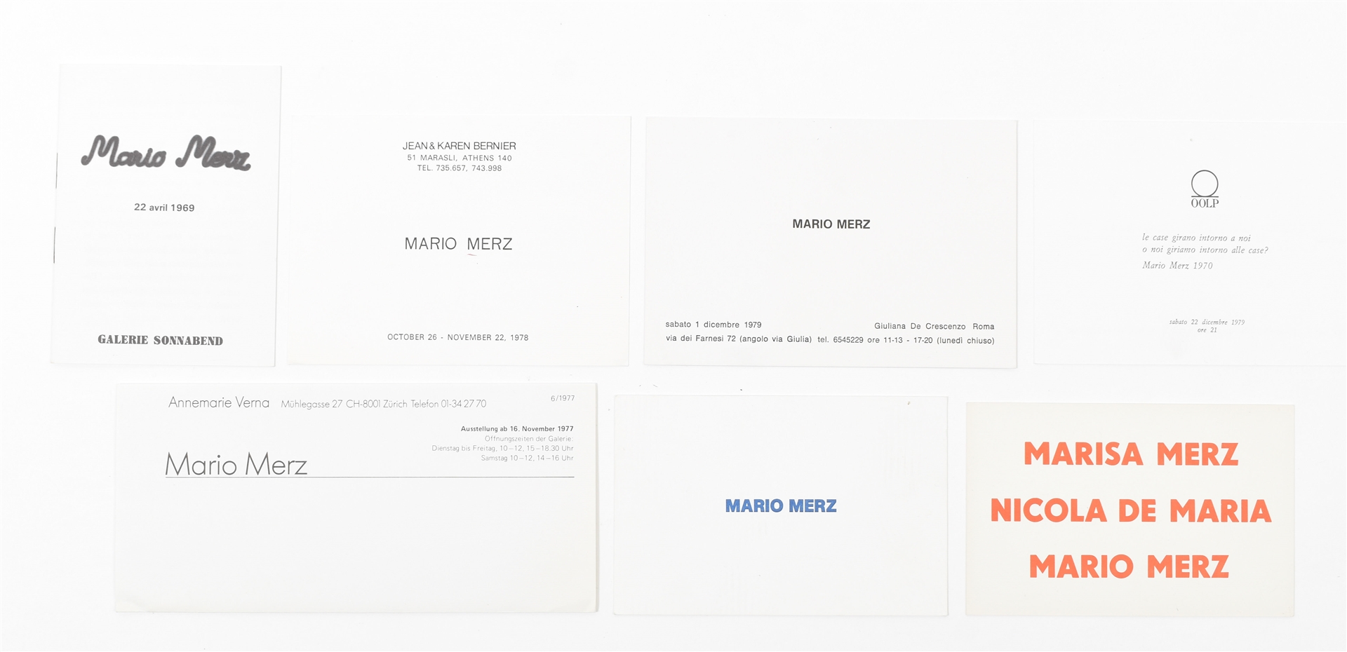 Mario Merz | Mario Merz exhibition announcements 1976 -1980 (1976 ...