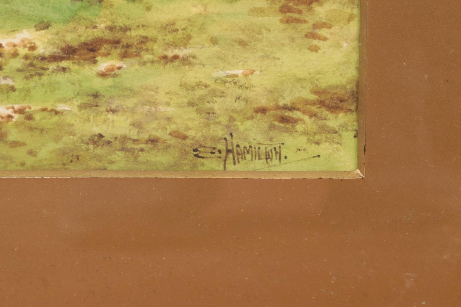 E. Hamilton | landscape scenes with thatched cottages and figures ...