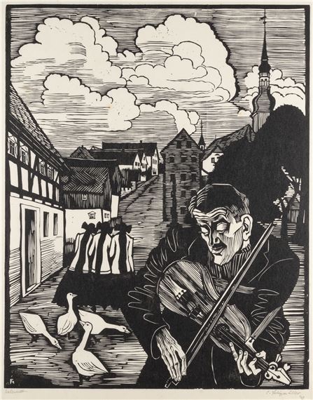 'THE SORBIAN VIOLINGER (OF CROSTWITZ)' by Conrad Felixmüller, 1949