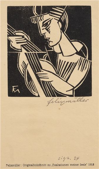 'LUTE PLAYER' by Conrad Felixmüller, 1918
